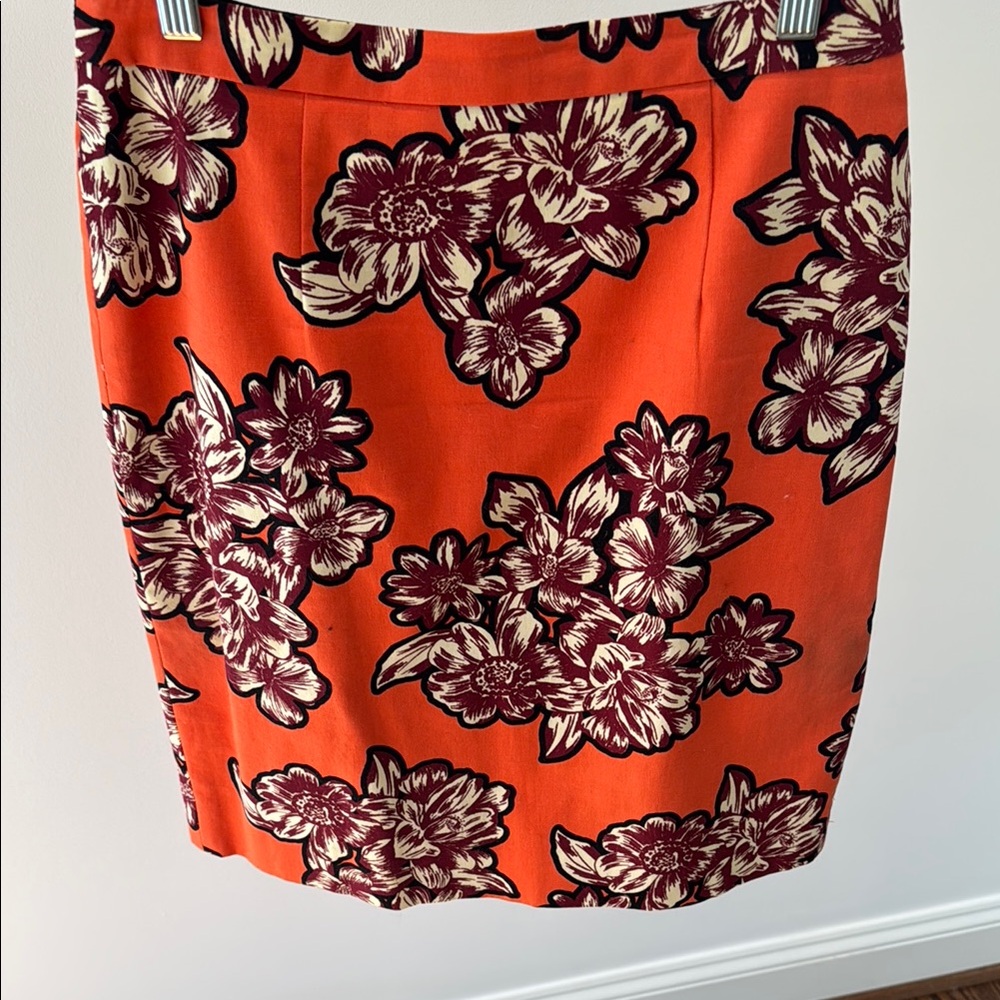 Floral Orange Pencil Skirt Anthropologie Size 4